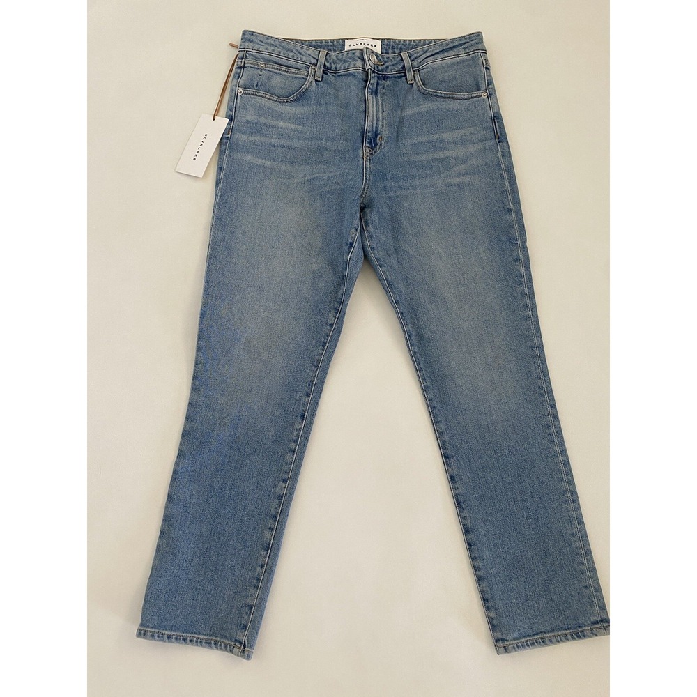 SLVRLAKE NWT Jeans Size 32 US Lou Lou In Solid Blue Cotton Blend